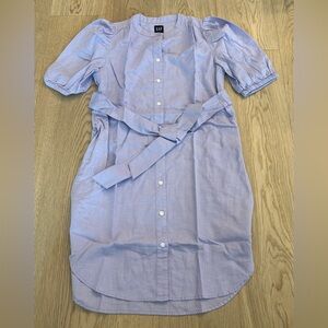GAP Light Lavender Button-Front Belted Shirt Dress